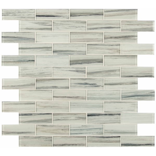 Malta Cliffs SAMPLE Subway SAMPLE Glossy Glass Mesh-Mounted Mosaic Tile